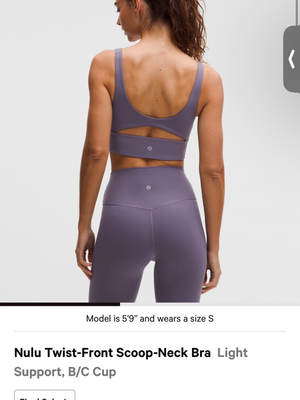 Lululemon set Nulu Twist Front Scoop Neck Bra/Align leggings 25 with back twist - Picture 2 of 4